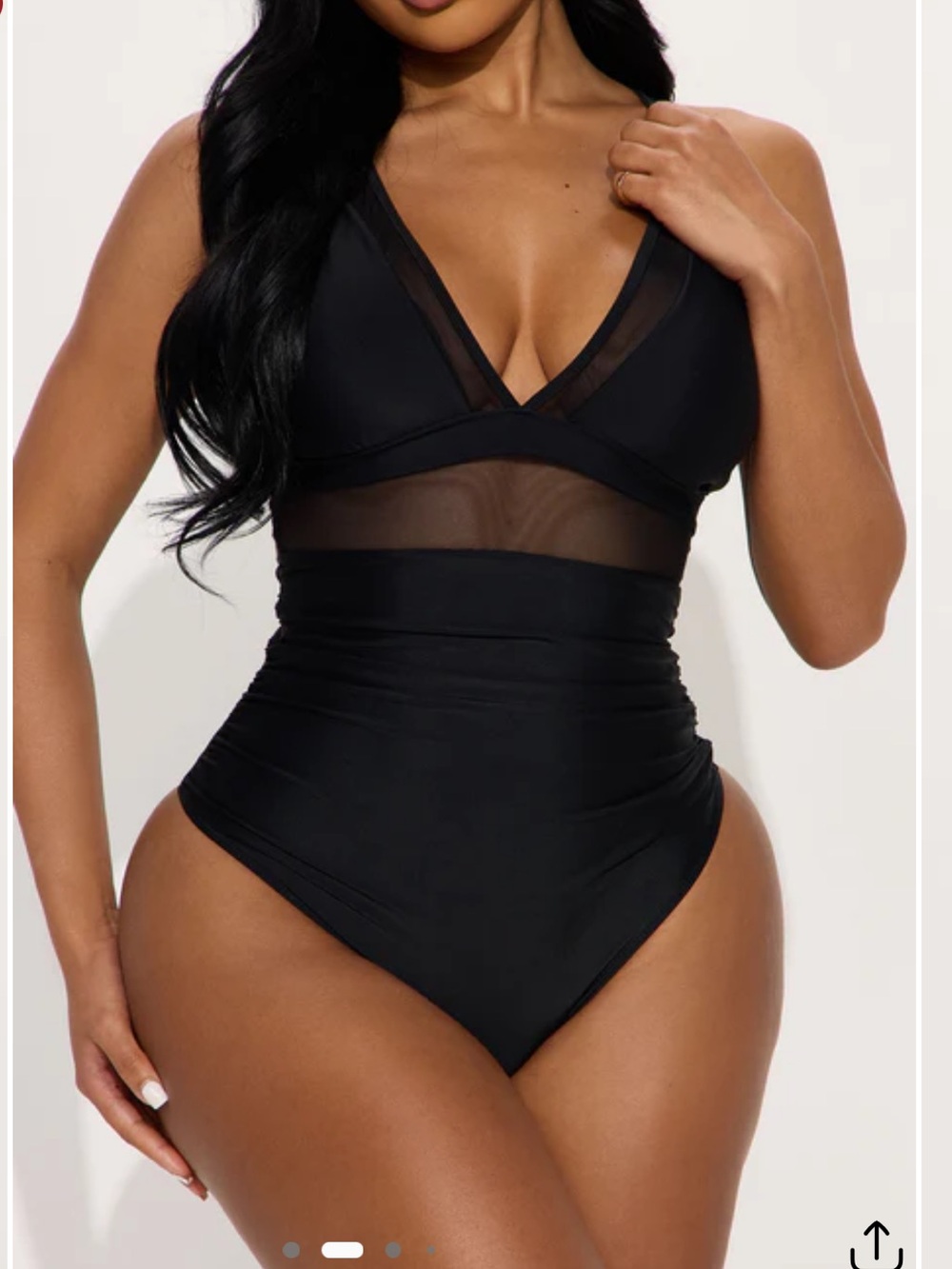 Fashion nova Mesh Cutout Tummy Control One-Piece Swimsuit - Black